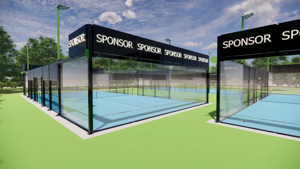 Velserbroek Hofgeest padelbanen met geluidsabsorberende panelen en geluidswallen outdoor panorama